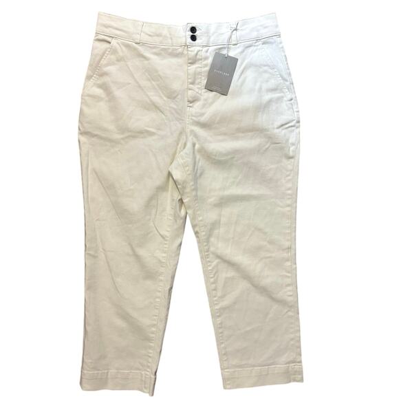 NWT Everlane The Organic Cotton Straight Leg Crop Pant In Bone Size 16 - Picture 4 of 9